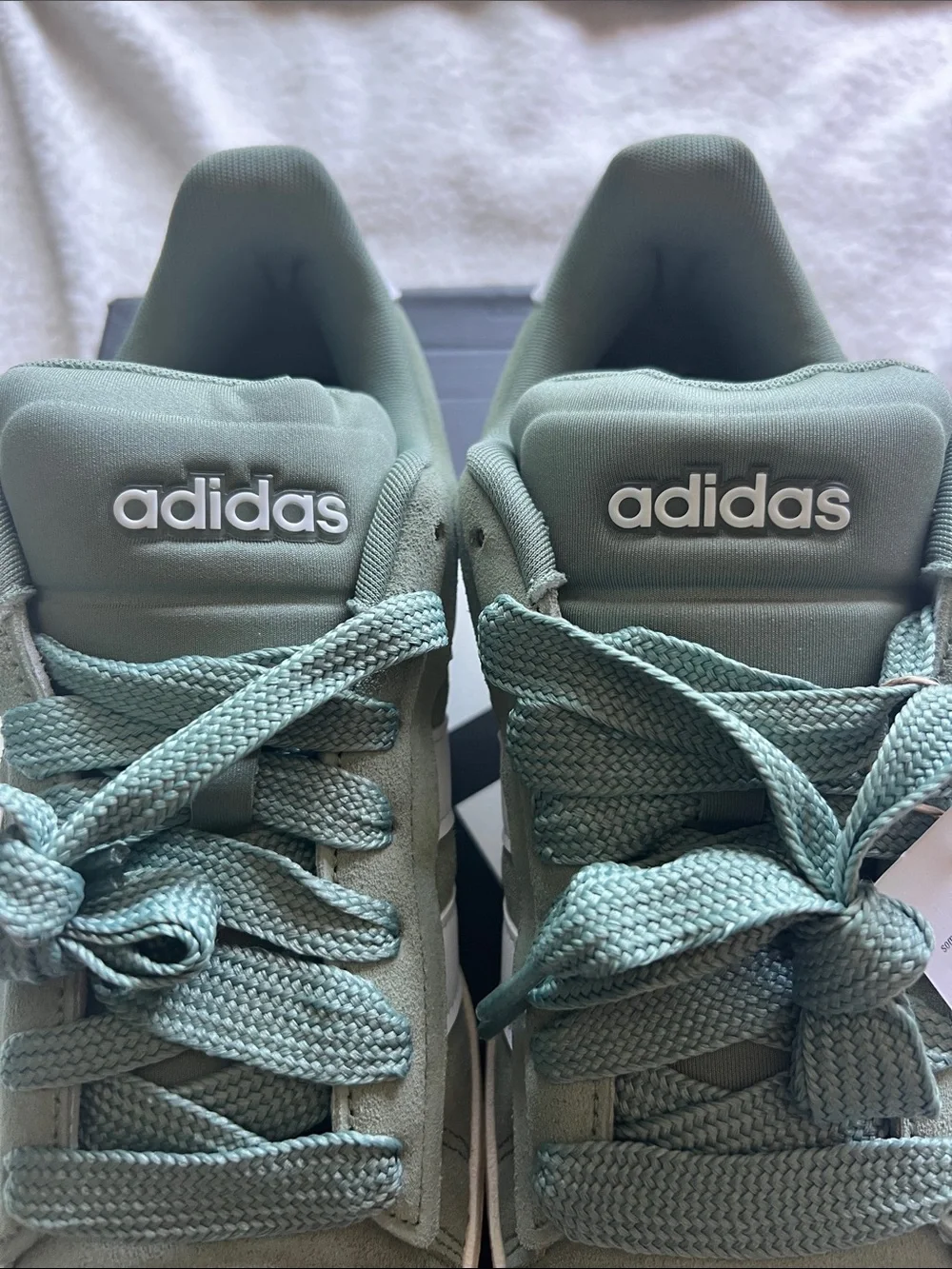 Adidas|  Court Alpha 00s Sneakers in Sage Green and White. W9